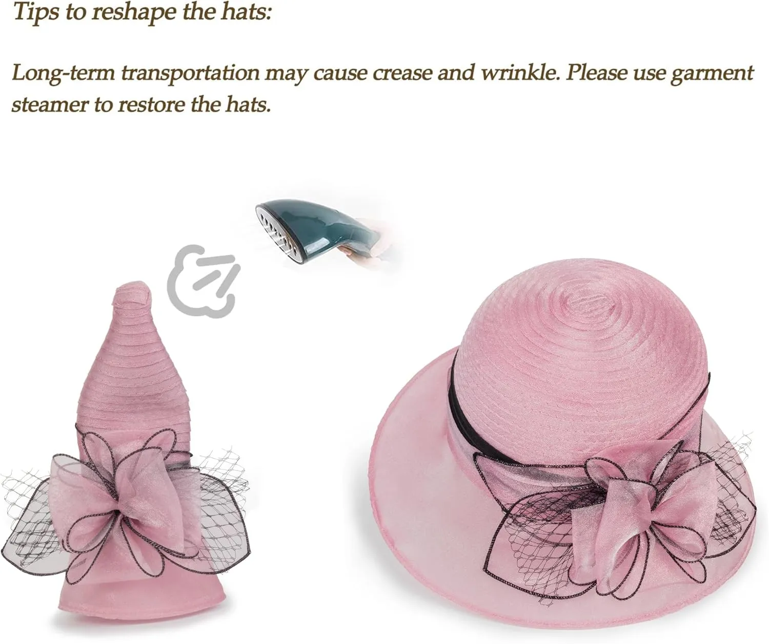 Lady Polka dots Organza Fascinator Sun Hats Women Kentucky Wide Brim Derby Bowler Hat for Tea Party Church Wedding Size:S-M
