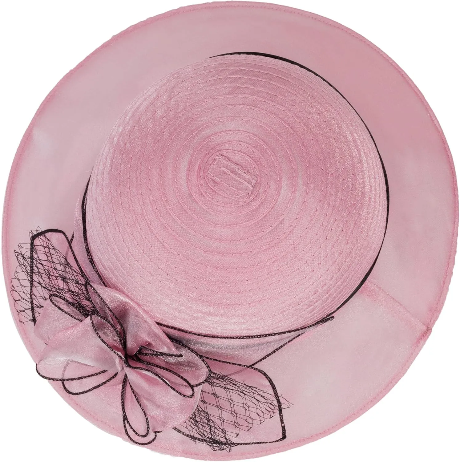 Lady Polka dots Organza Fascinator Sun Hats Women Kentucky Wide Brim Derby Bowler Hat for Tea Party Church Wedding Size:S-M