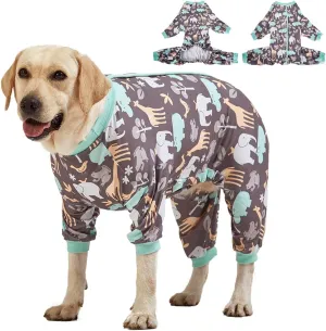 LovinPet Large Dog PJS, Hippos Zoo Cozy Dog Pajamas, Slim fit, Lightweight Pullover Clothes/Full Coverage Golden Retriever Pajamas/Back Snap Button is Only Decoration /3XL