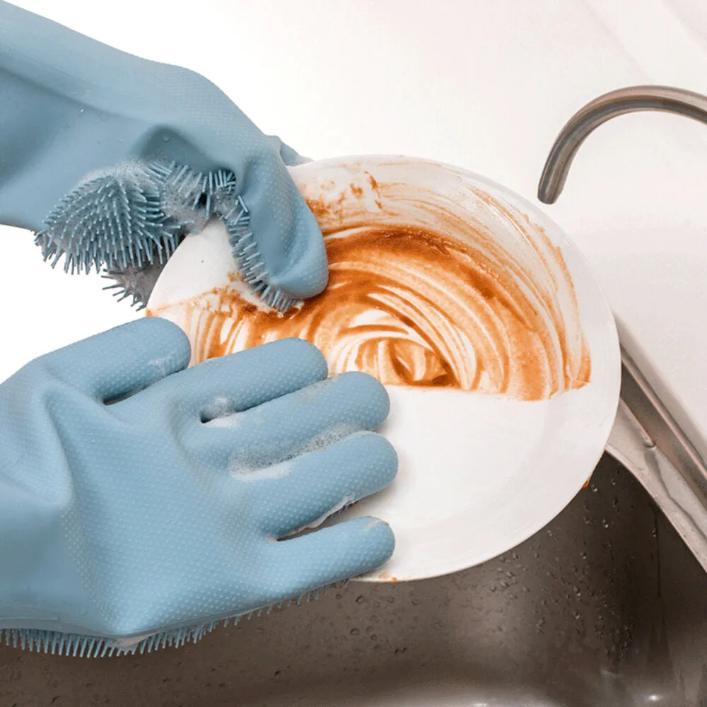 Magic Silicone Cleaning & Heat Insulation Gloves for Kitchen, Pot, Pan, Oven, and Cooking