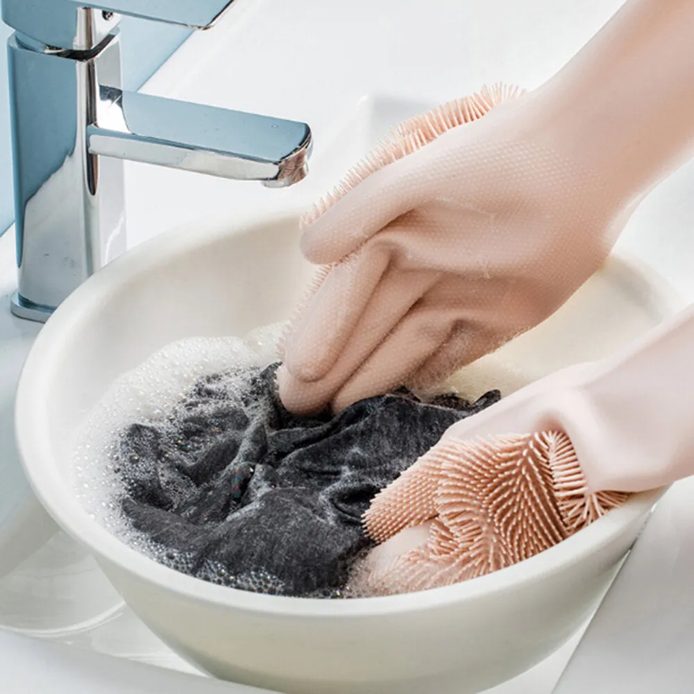 Magic Silicone Cleaning & Heat Insulation Gloves for Kitchen, Pot, Pan, Oven, and Cooking