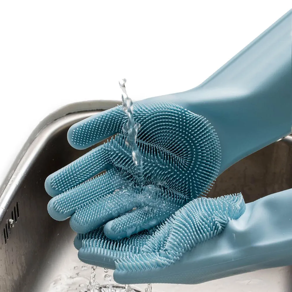 Magic Silicone Cleaning & Heat Insulation Gloves for Kitchen, Pot, Pan, Oven, and Cooking