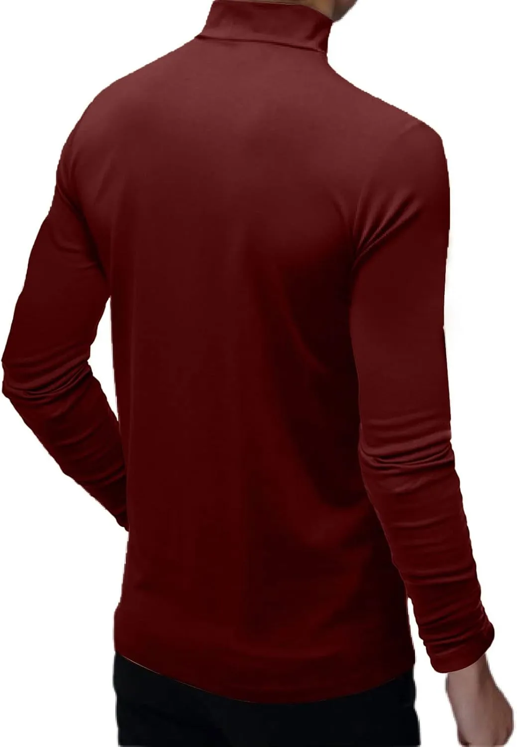 Men's Fashion Mock Turtleneck T-Shirts Long Sleeve Pullover Sweater Basic Designed Undershirt Slim Fit Top