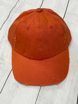 Monogram Baseball Hat - Orange distressed