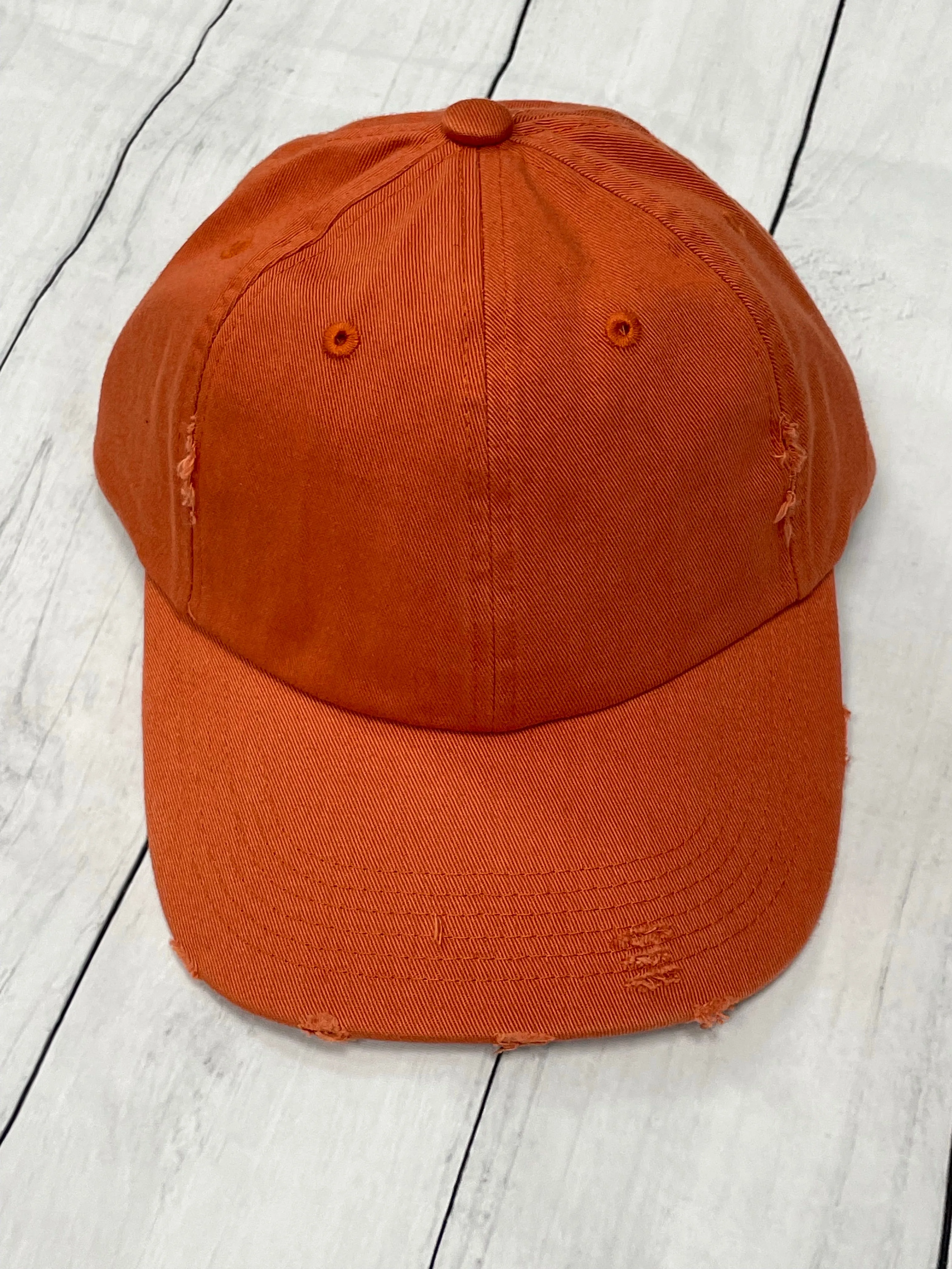 Monogram Baseball Hat - Orange distressed