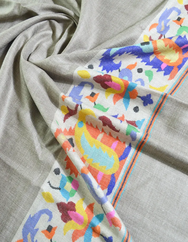 Natural Grey Kani Pashmina Shawl 6067