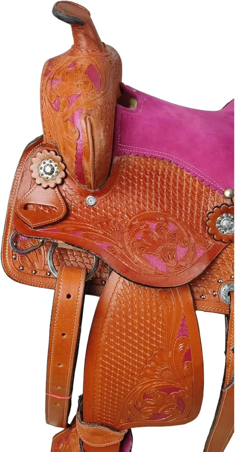 Premium Leather Western Barrel Racing Adult Horse Saddle Tack Size 10" to18 inches Seat Available M16