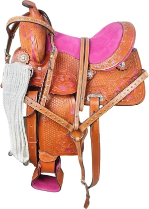 Premium Leather Western Barrel Racing Adult Horse Saddle Tack Size 10" to18 inches Seat Available M16