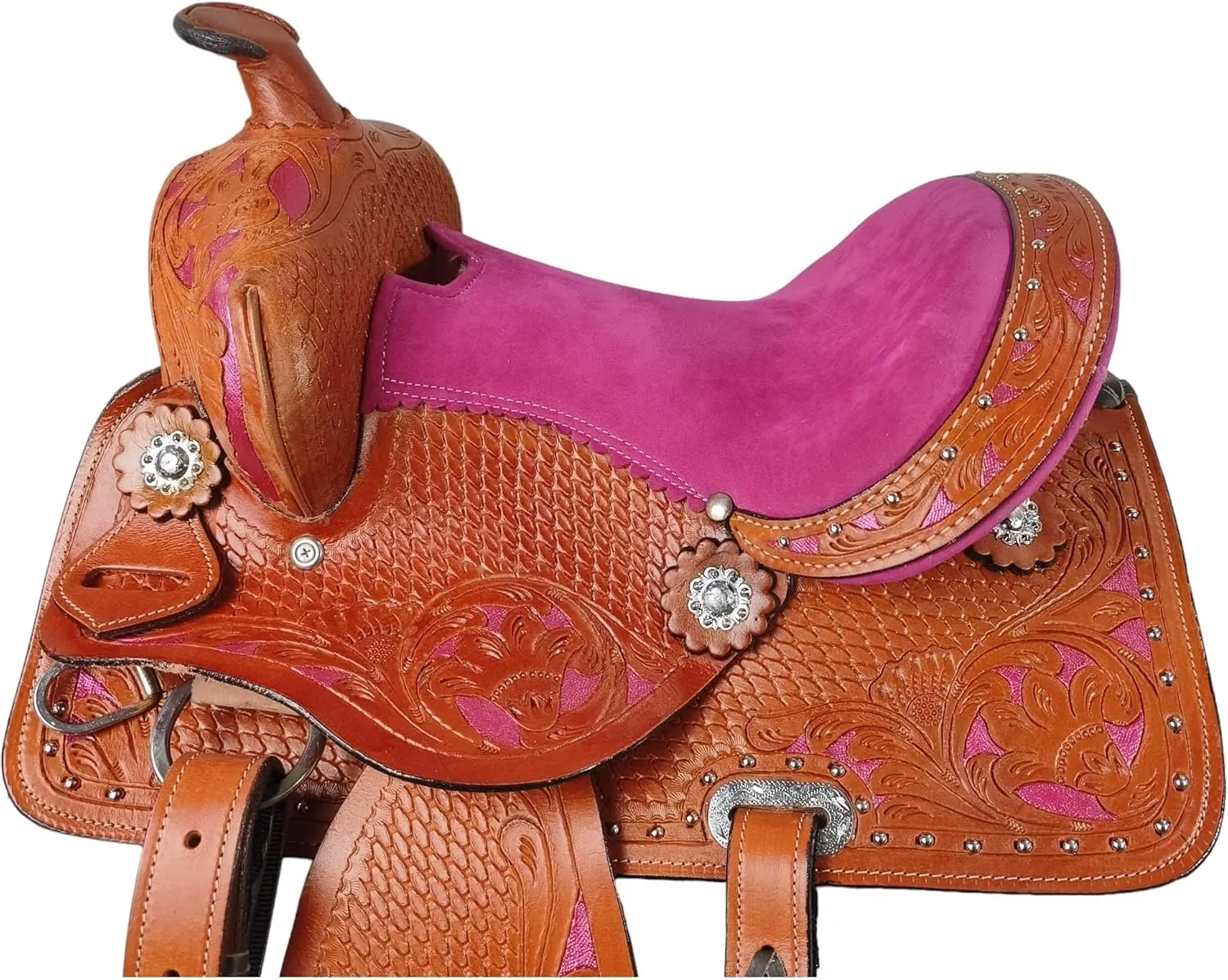 Premium Leather Western Barrel Racing Adult Horse Saddle Tack Size 10" to18 inches Seat Available M16
