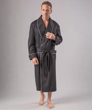 Pure Cashmere Shawl-Collar Robe with Braid Trim