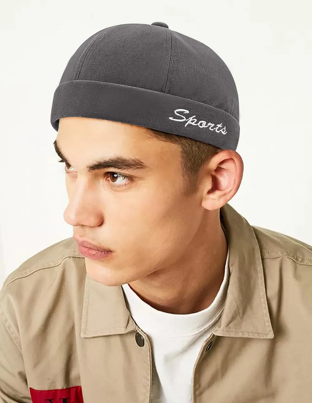 Retro Brimless Skullcap Hat Docker Cap,Sailor Worker Hat Beanie Hat for Mens