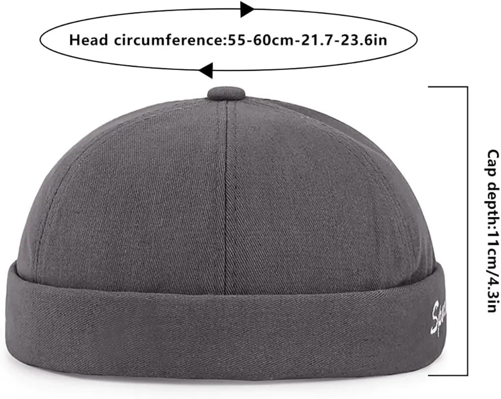 Retro Brimless Skullcap Hat Docker Cap,Sailor Worker Hat Beanie Hat for Mens