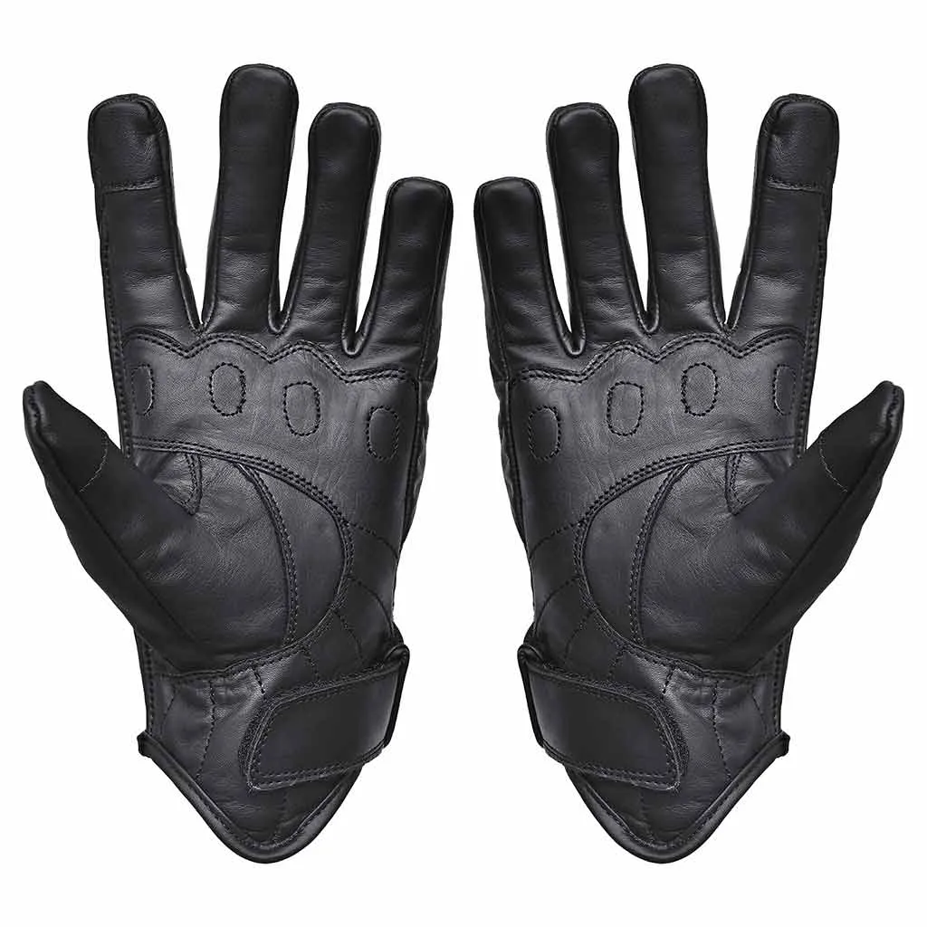 RIDERACT® Motorbike Gloves SB1-Pro UNISEX Leather Moto Gloves Black