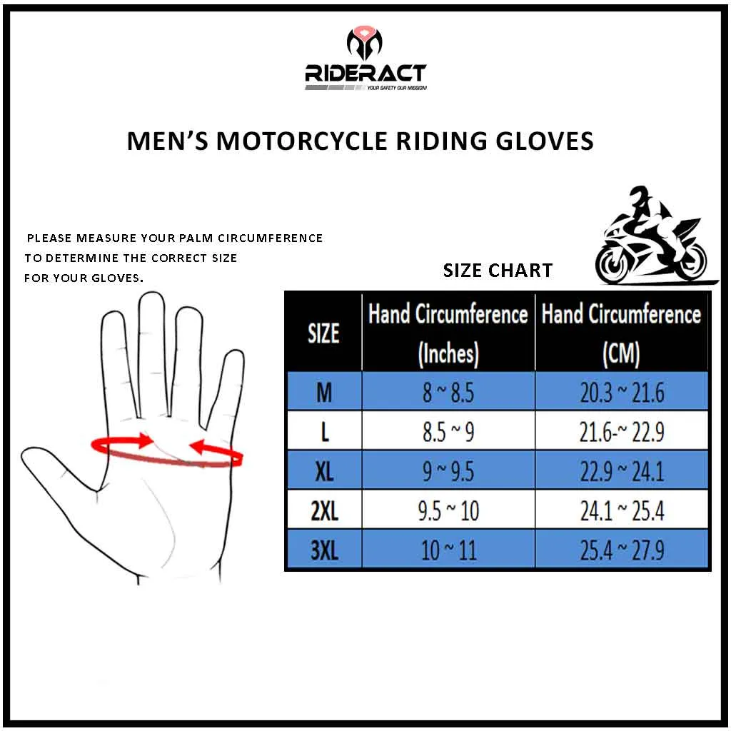 RIDERACT® Motorbike Gloves SB1-Pro UNISEX Leather Moto Gloves Black