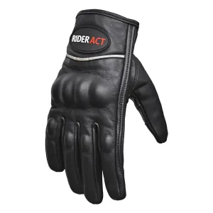 RIDERACT® Motorbike Gloves SB1-Pro UNISEX Leather Moto Gloves Black