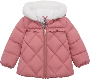 Rokka&Rolla Baby Girls' Water-Resistant Puffer Jacket Hooded Winter Coat with Soft Mini Fur Lining for Newborn Infant Toddler