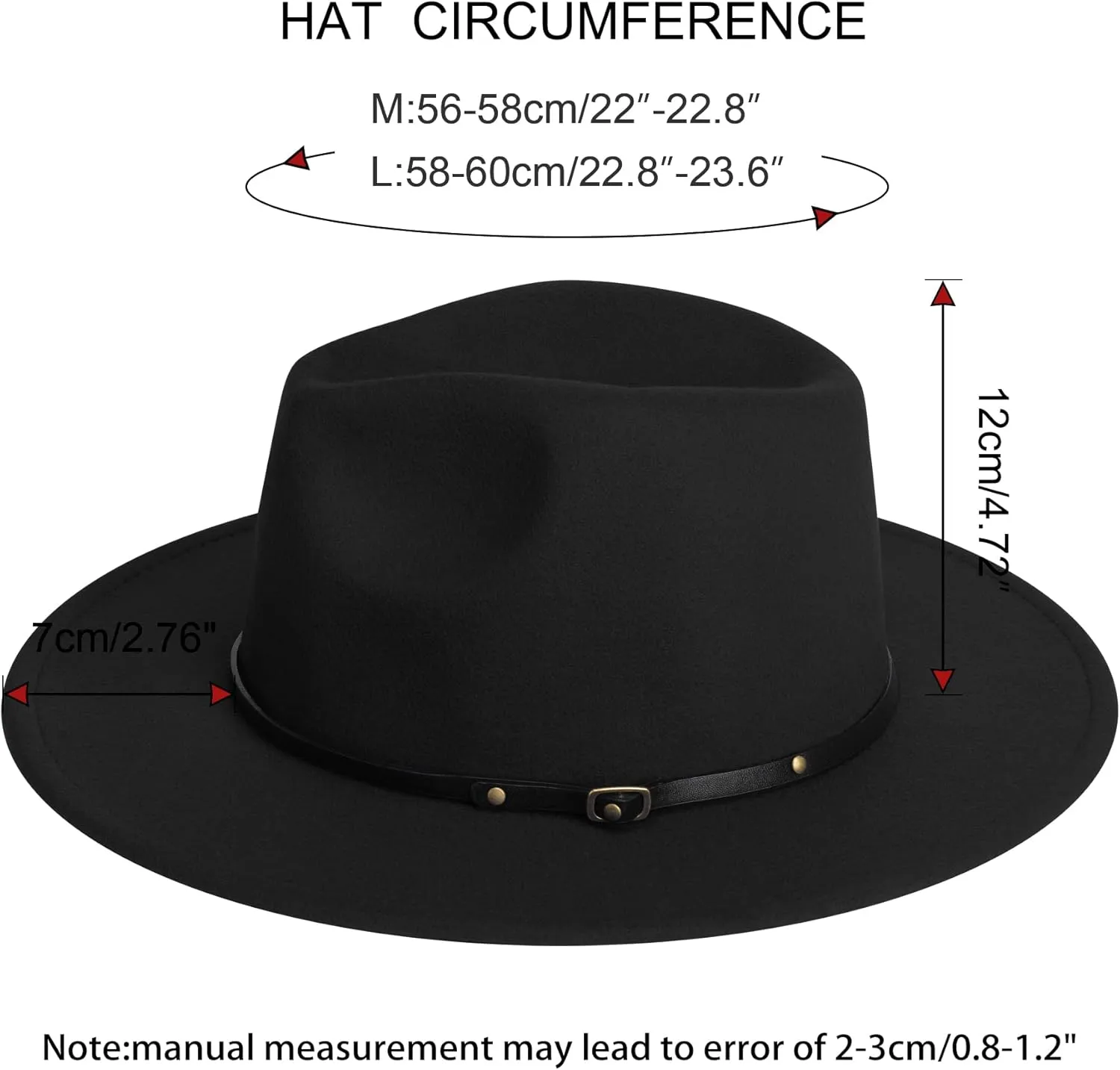 SAJUZEN Womens & Mens Fedora Hats, Wide Brim Fedora Hats for Women Men