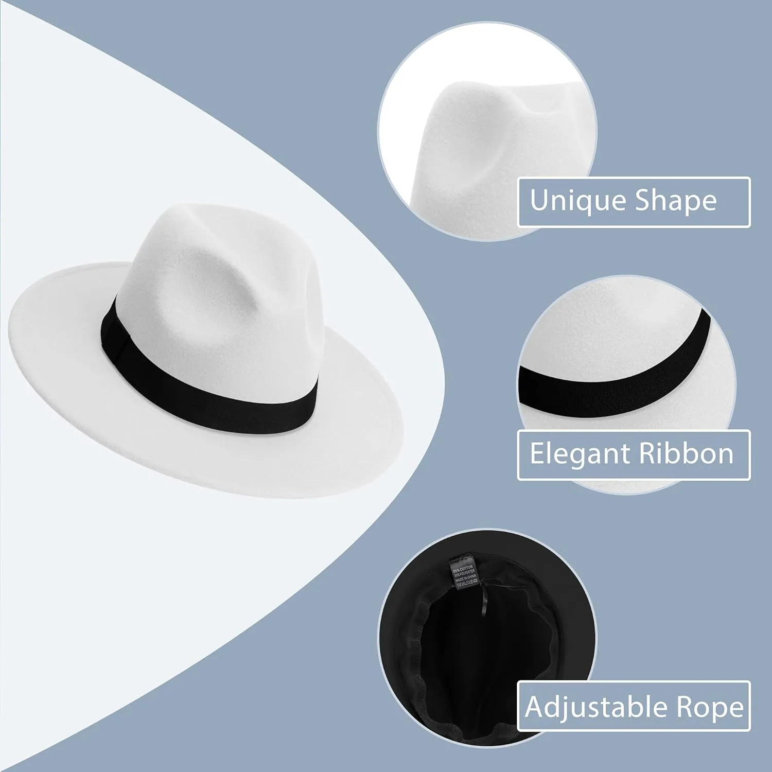 SAJUZEN Womens & Mens Fedora Hats, Wide Brim Fedora Hats for Women Men