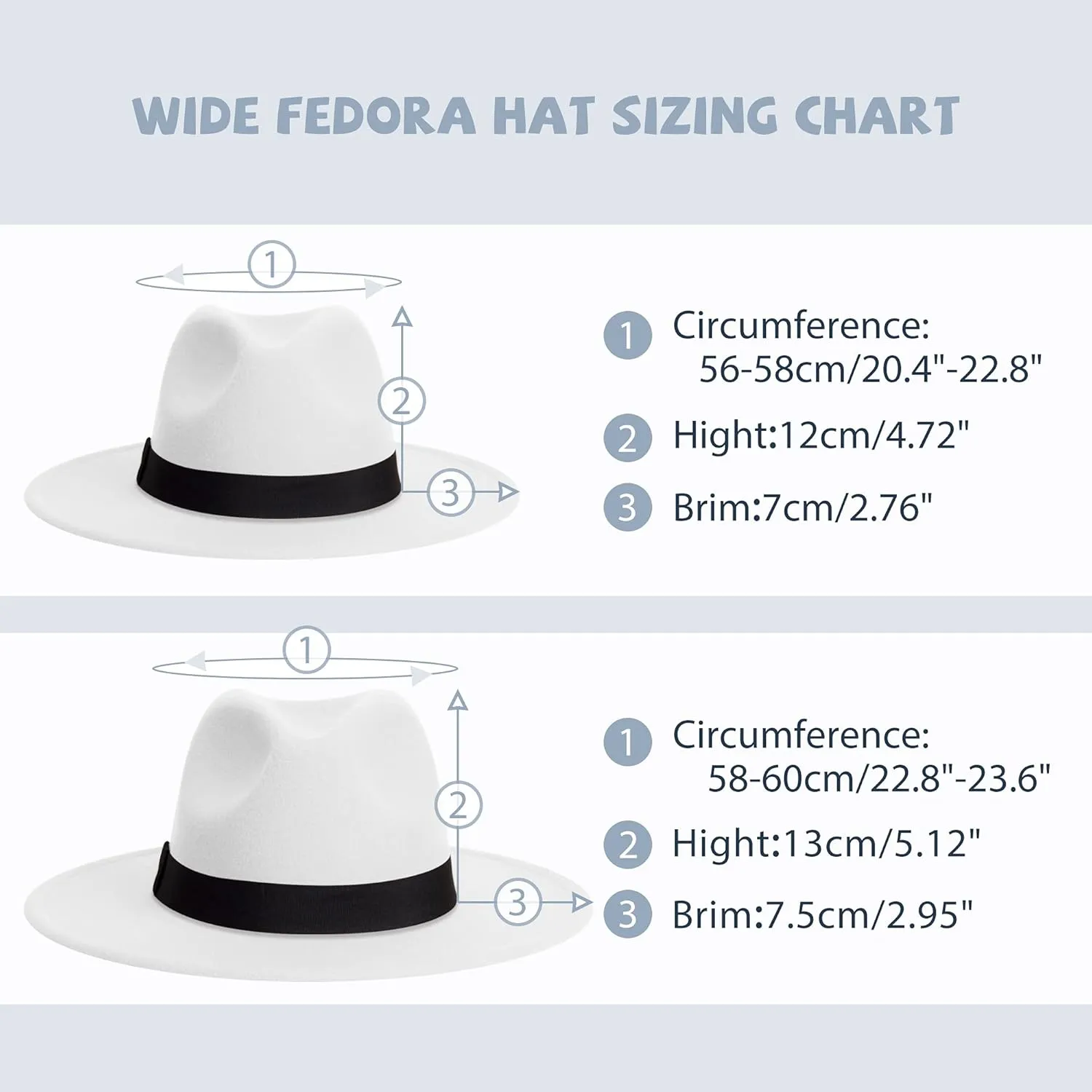 SAJUZEN Womens & Mens Fedora Hats, Wide Brim Fedora Hats for Women Men
