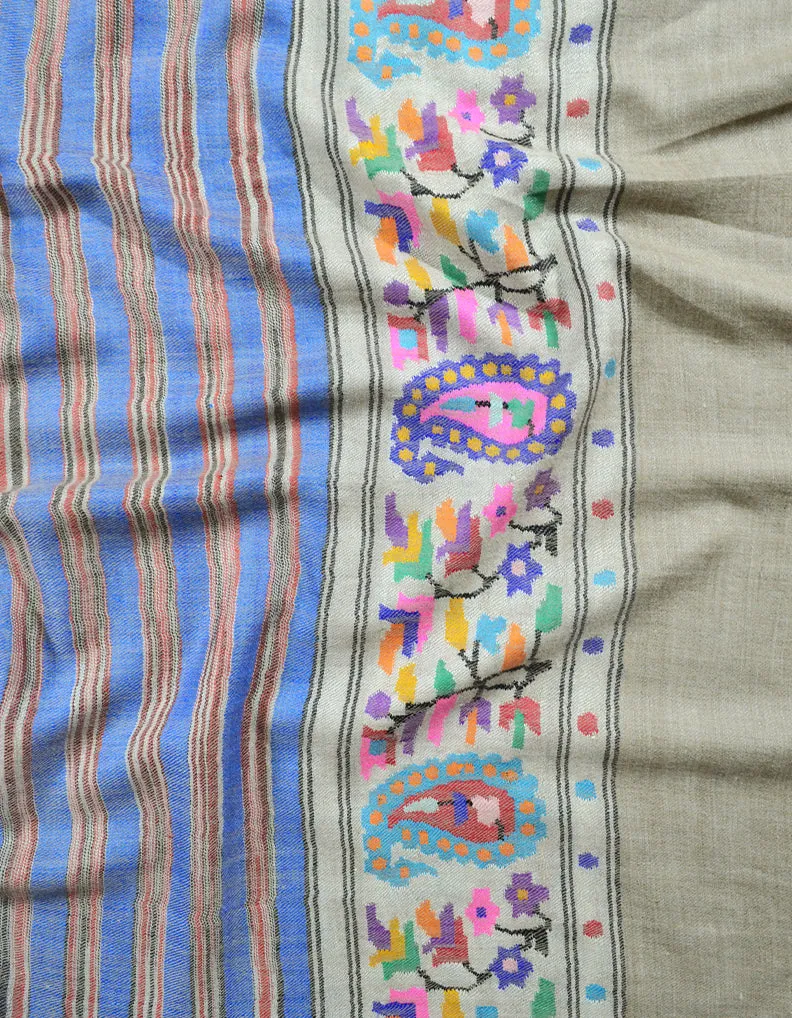 Striped Kani paldaar Pashmina Shawl 7758