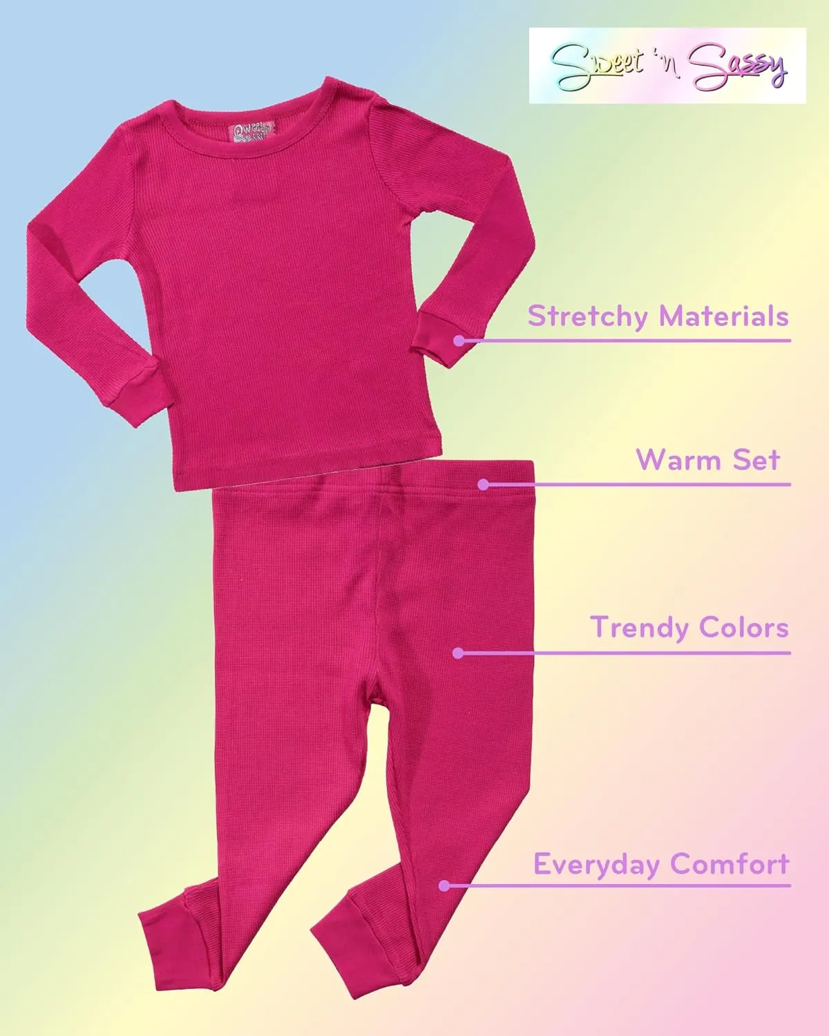 Sweet & Sassy Infant & Toddler Girls' 4-Piece Thermal Underwear Set