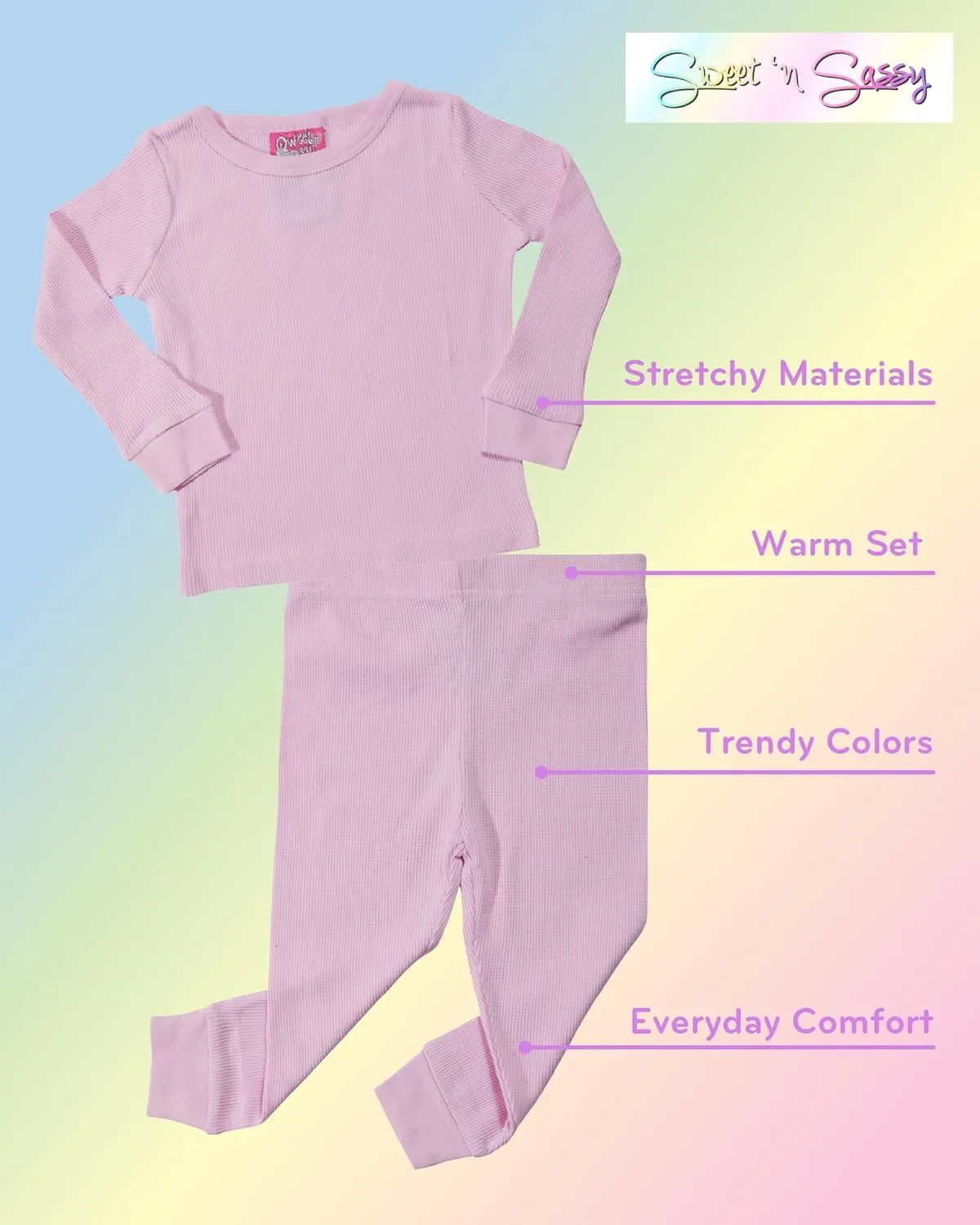 Sweet & Sassy Infant & Toddler Girls' 4-Piece Thermal Underwear Set
