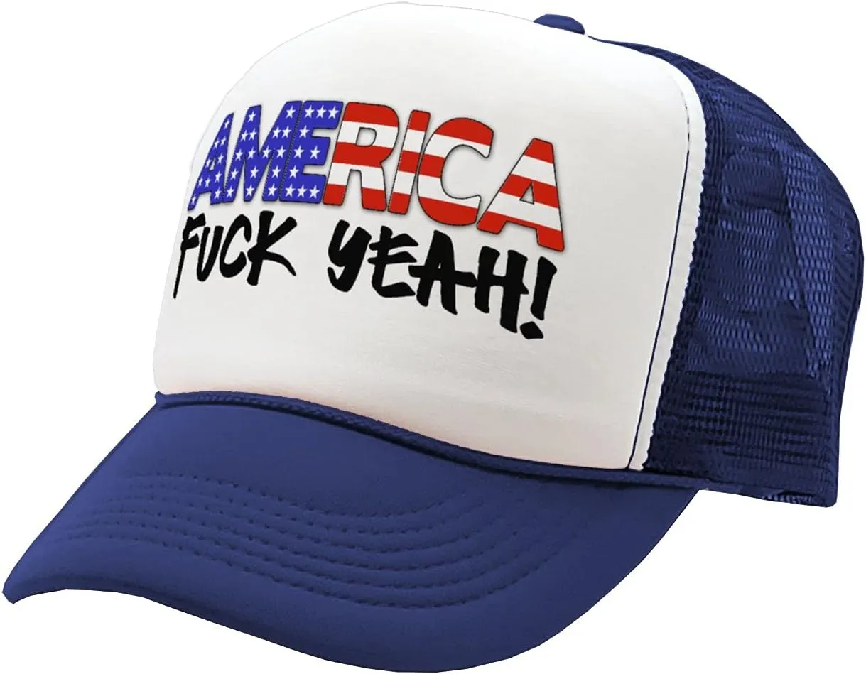 The Goozler - America - Fuck Yeah! 4th July Patriot - Vintage Retro Style Trucker Cap Hat