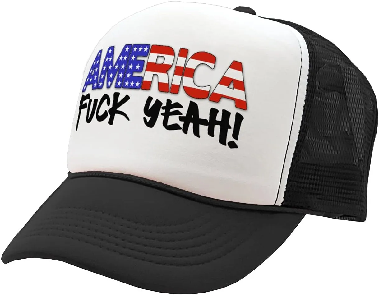The Goozler - America - Fuck Yeah! 4th July Patriot - Vintage Retro Style Trucker Cap Hat