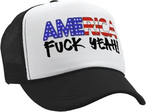 The Goozler - America - Fuck Yeah! 4th July Patriot - Vintage Retro Style Trucker Cap Hat