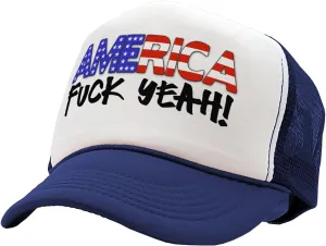 The Goozler - America - Fuck Yeah! 4th July Patriot - Vintage Retro Style Trucker Cap Hat