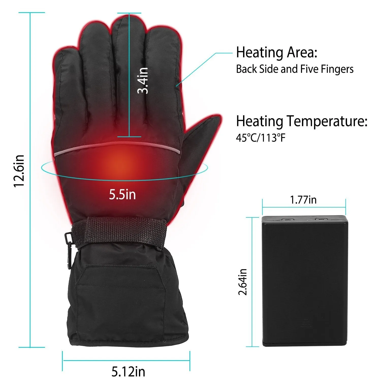 Unisex Battery Powered Heated Waterproof Gloves