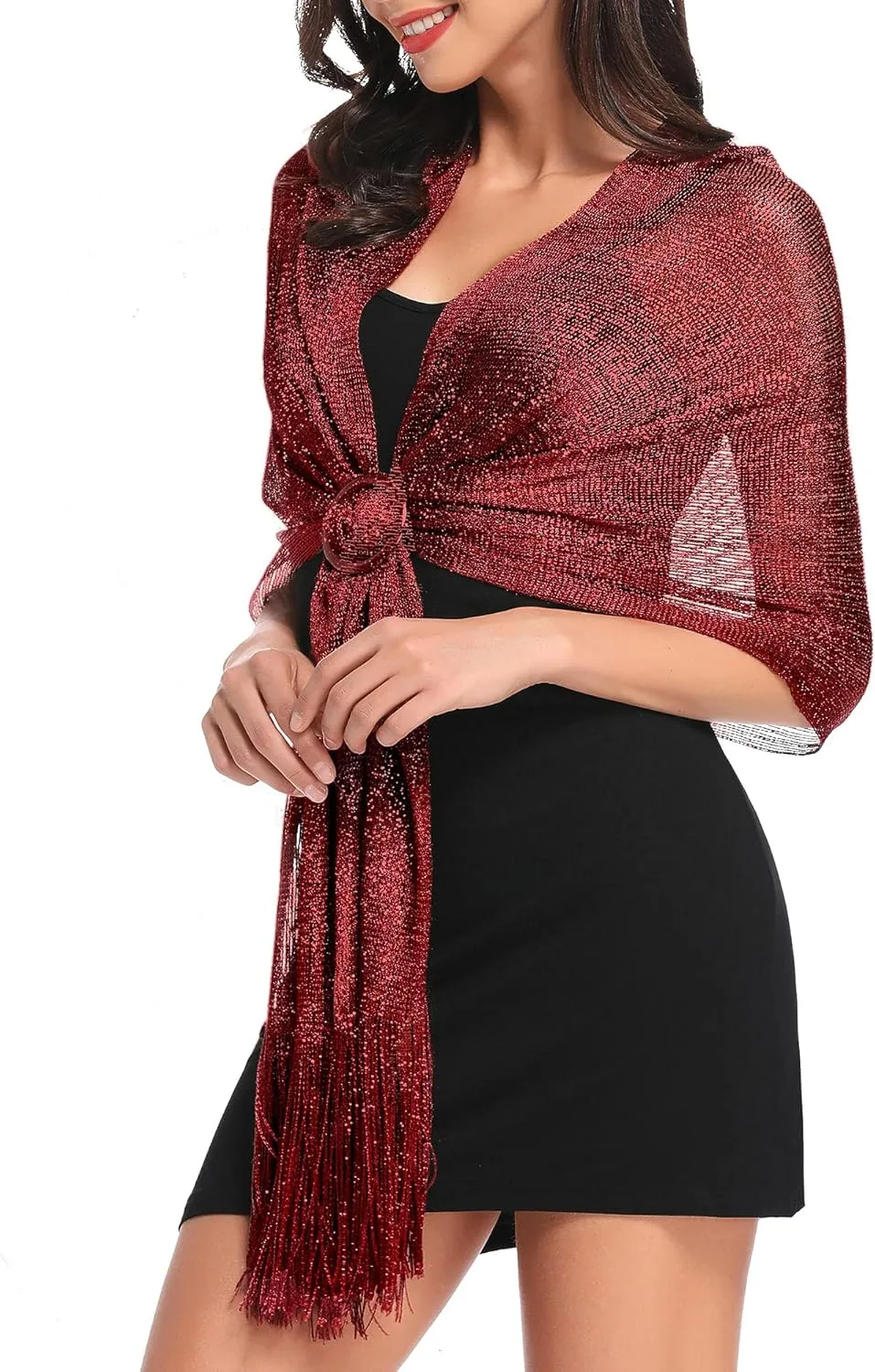 vimate Sparkling Metallic Shawls and Wraps for Evening Party/Wedding/Formal Dresses (With Free Buckle)