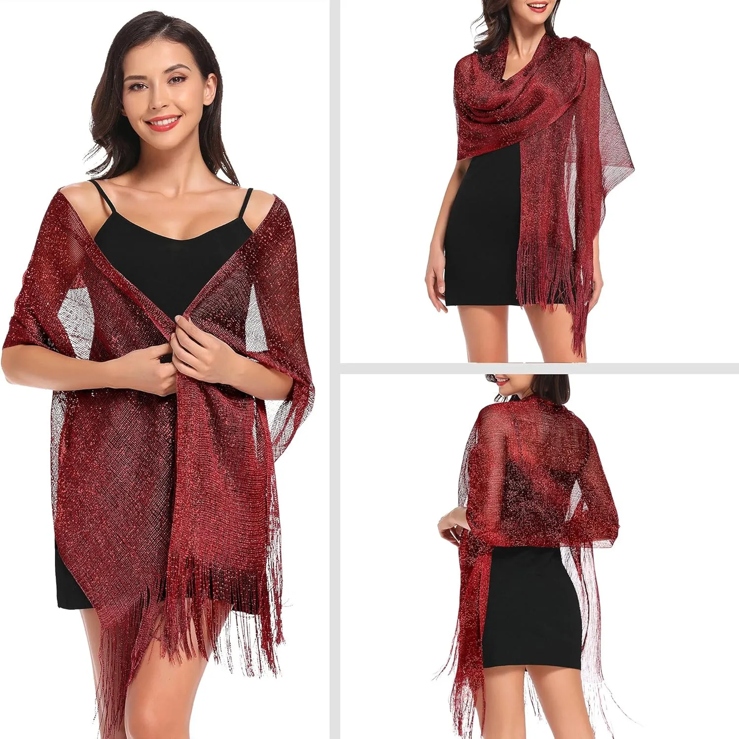 vimate Sparkling Metallic Shawls and Wraps for Evening Party/Wedding/Formal Dresses (With Free Buckle)