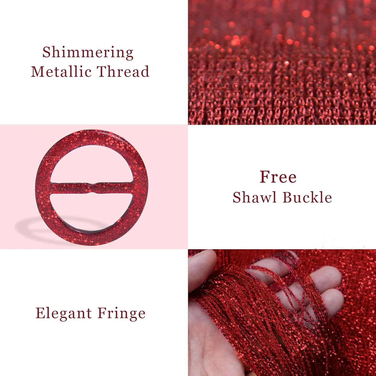 vimate Sparkling Metallic Shawls and Wraps for Evening Party/Wedding/Formal Dresses (With Free Buckle)