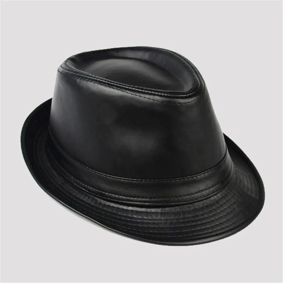 Vogrtcc Men Women Genuine Leather Wide Brim Fedoras Hats Gentman Jazz Fishmen Cap Unisex