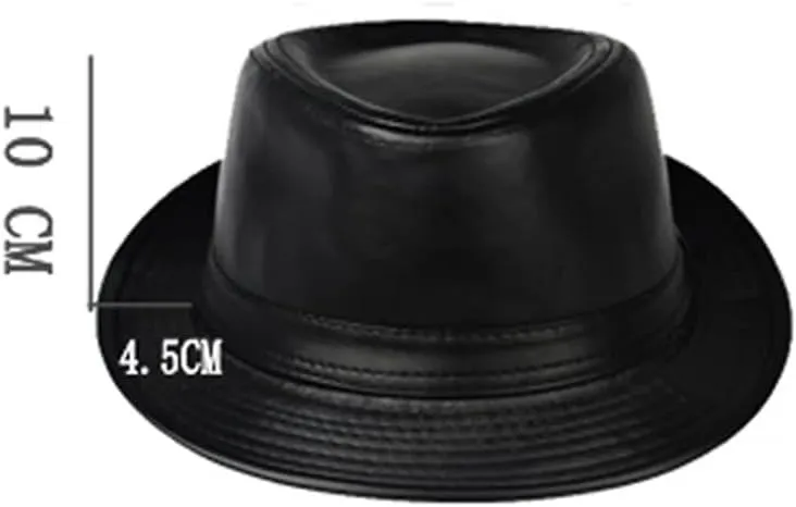 Vogrtcc Men Women Genuine Leather Wide Brim Fedoras Hats Gentman Jazz Fishmen Cap Unisex