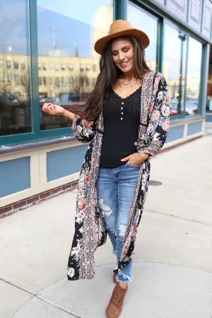 Wallflower Mixed Floral Boho Duster Kimono