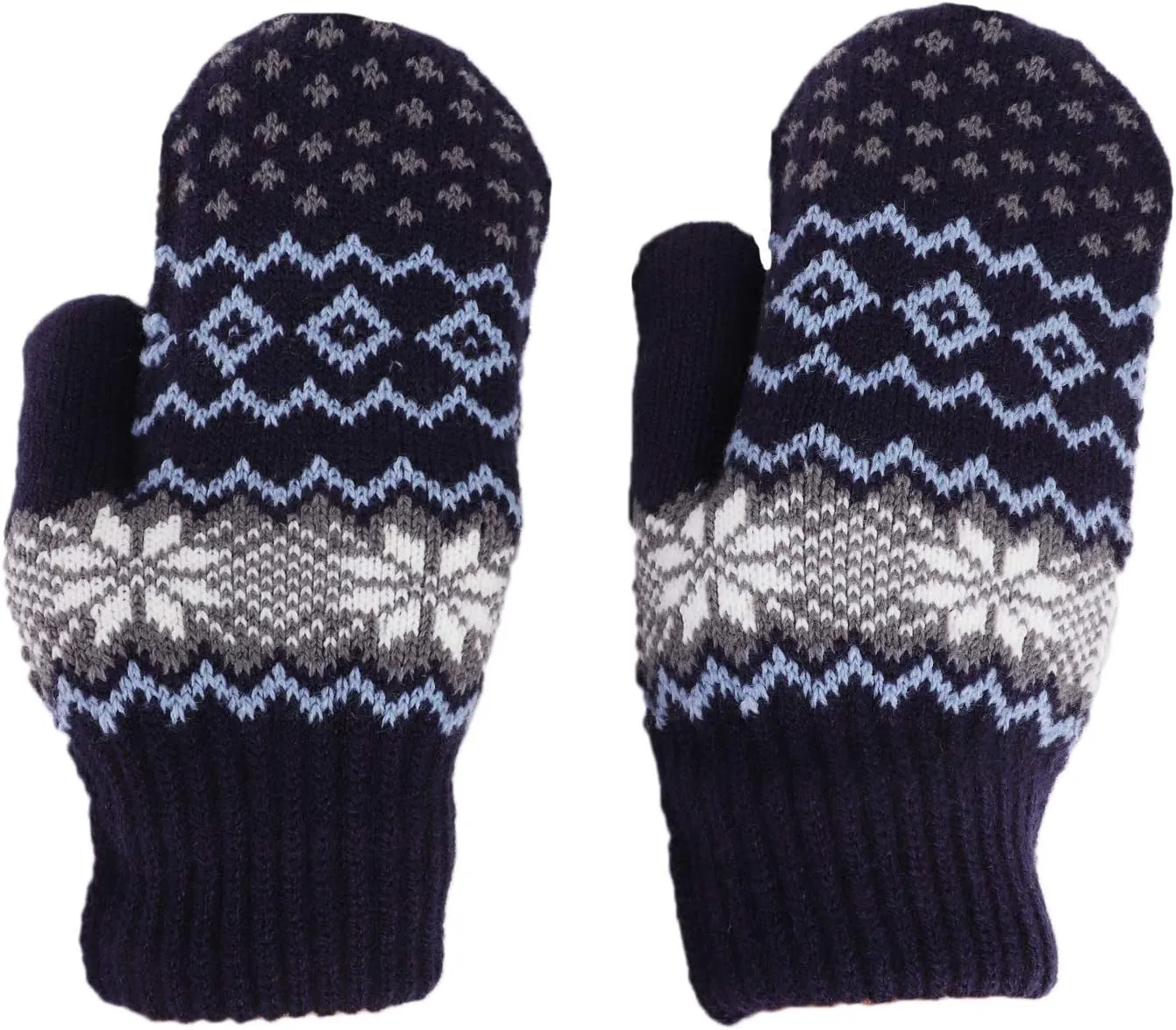 Women Men Winter Knit Mitten Gloves Thermal Fleece Lined Mittens Full Finger Hand Warmer Cold Weather Gloves