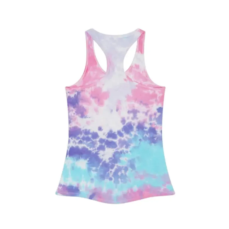 Women Tie Dye Racerback Tank with Flower Hat Design