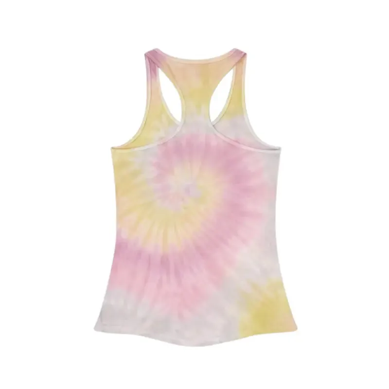 Women Tie Dye Racerback Tank with Flower Hat Design