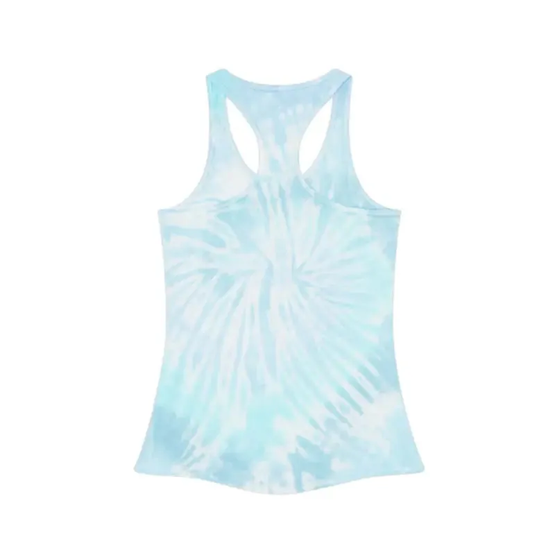 Women Tie Dye Racerback Tank with Flower Hat Design