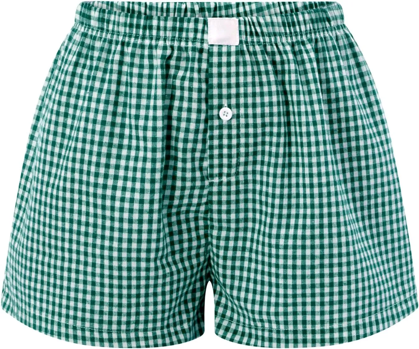 Women Y2k Pajamas Shorts Micro Button Boxers Elastic Waist Cute Pj Bottoms Summer Plaid Lounge Short