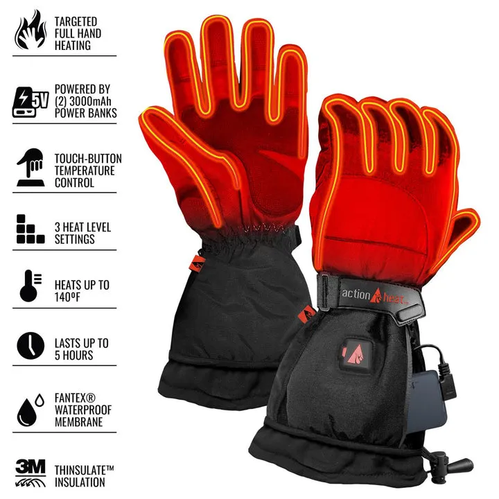 Women's 5V Battery Heated Snow Gloves - Black