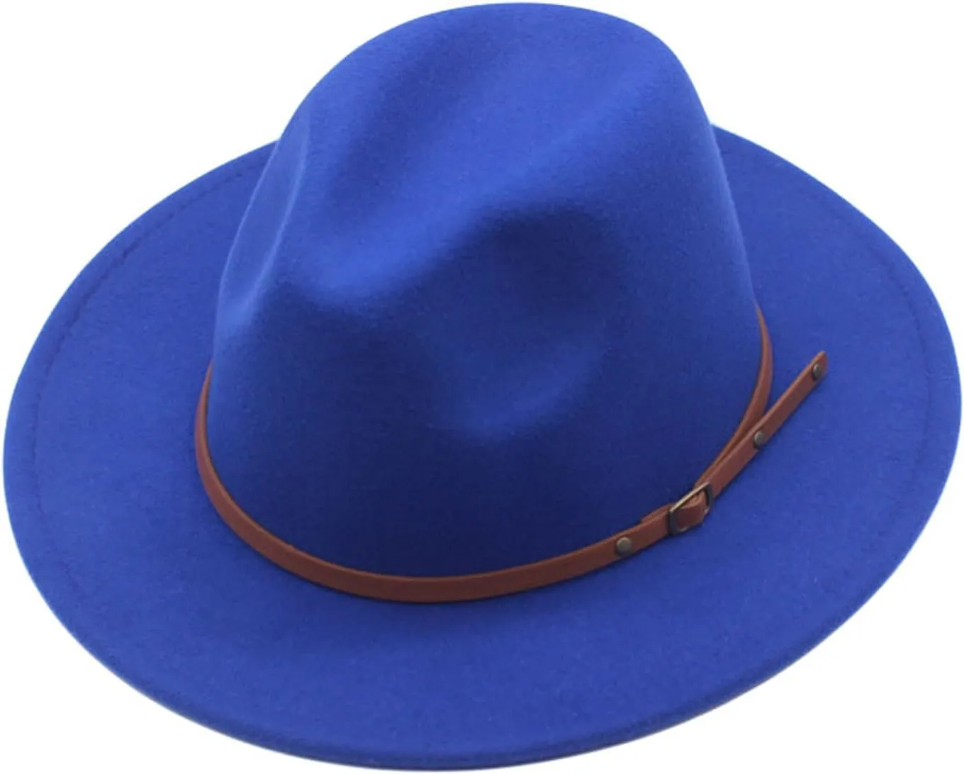 Womens Classic Fedora Hat Wide Brim Floppy Panama Hat Belt Buckle Retro Fedora Hat for Women
