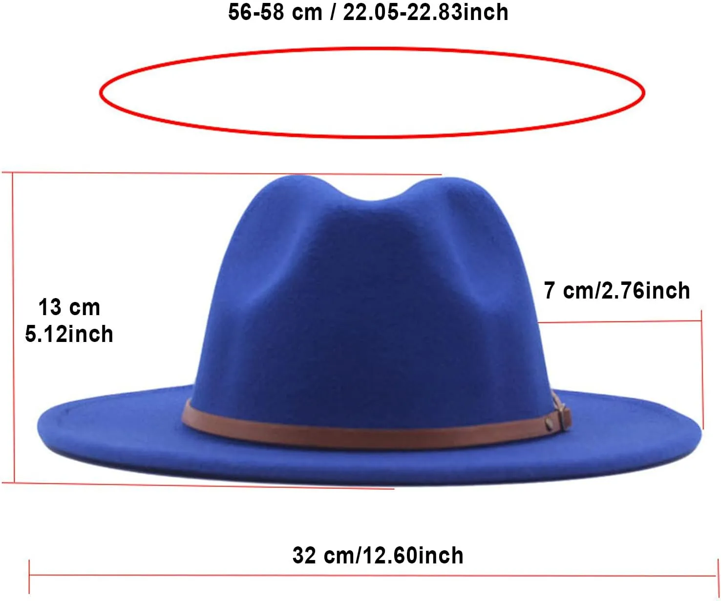 Womens Classic Fedora Hat Wide Brim Floppy Panama Hat Belt Buckle Retro Fedora Hat for Women