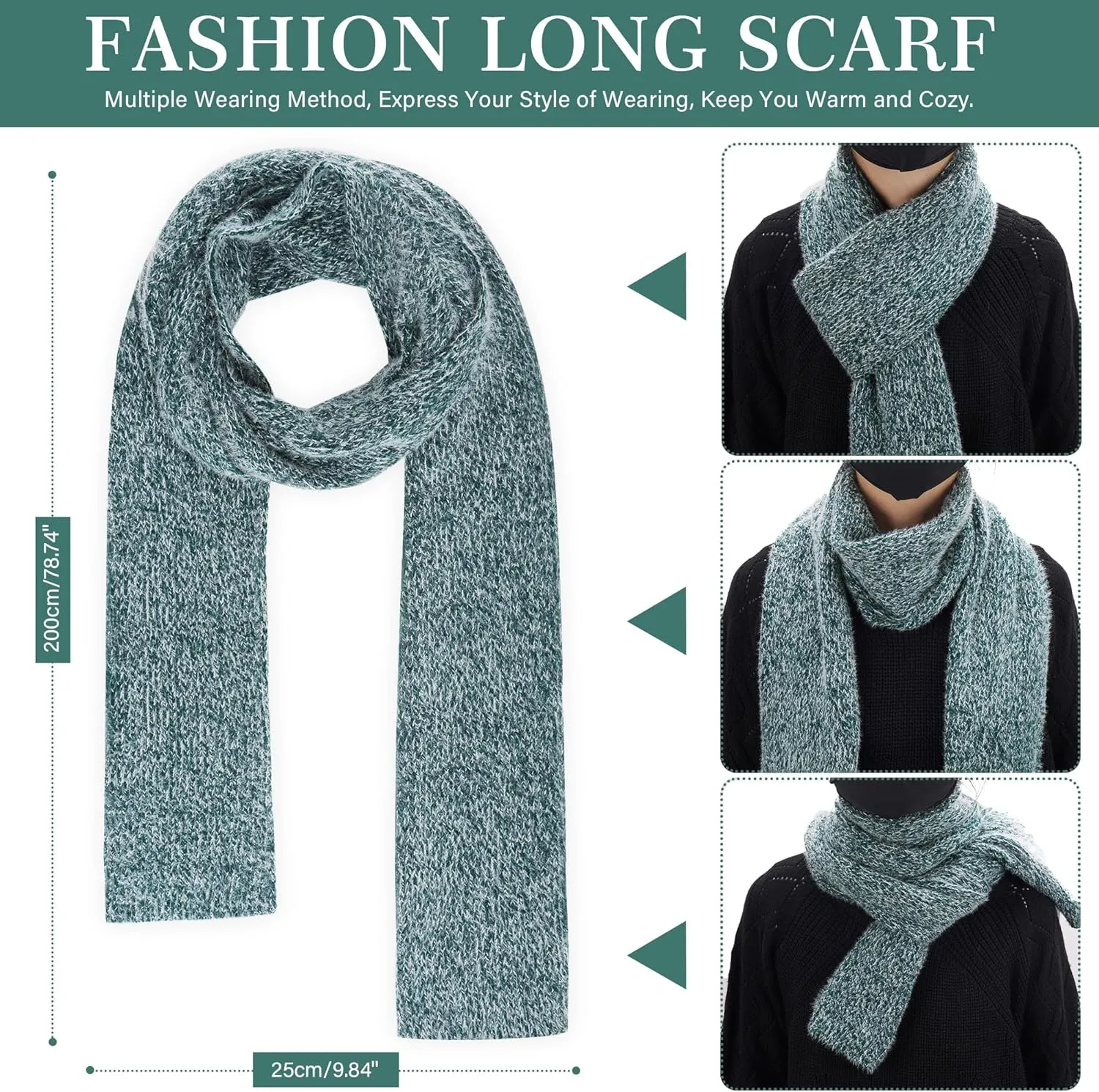 Womens Winter Warm Knit Beanie Hat Touchscreen Gloves Long Neck Scarf Set with Fleece Lined Skull Caps Gifts for Women