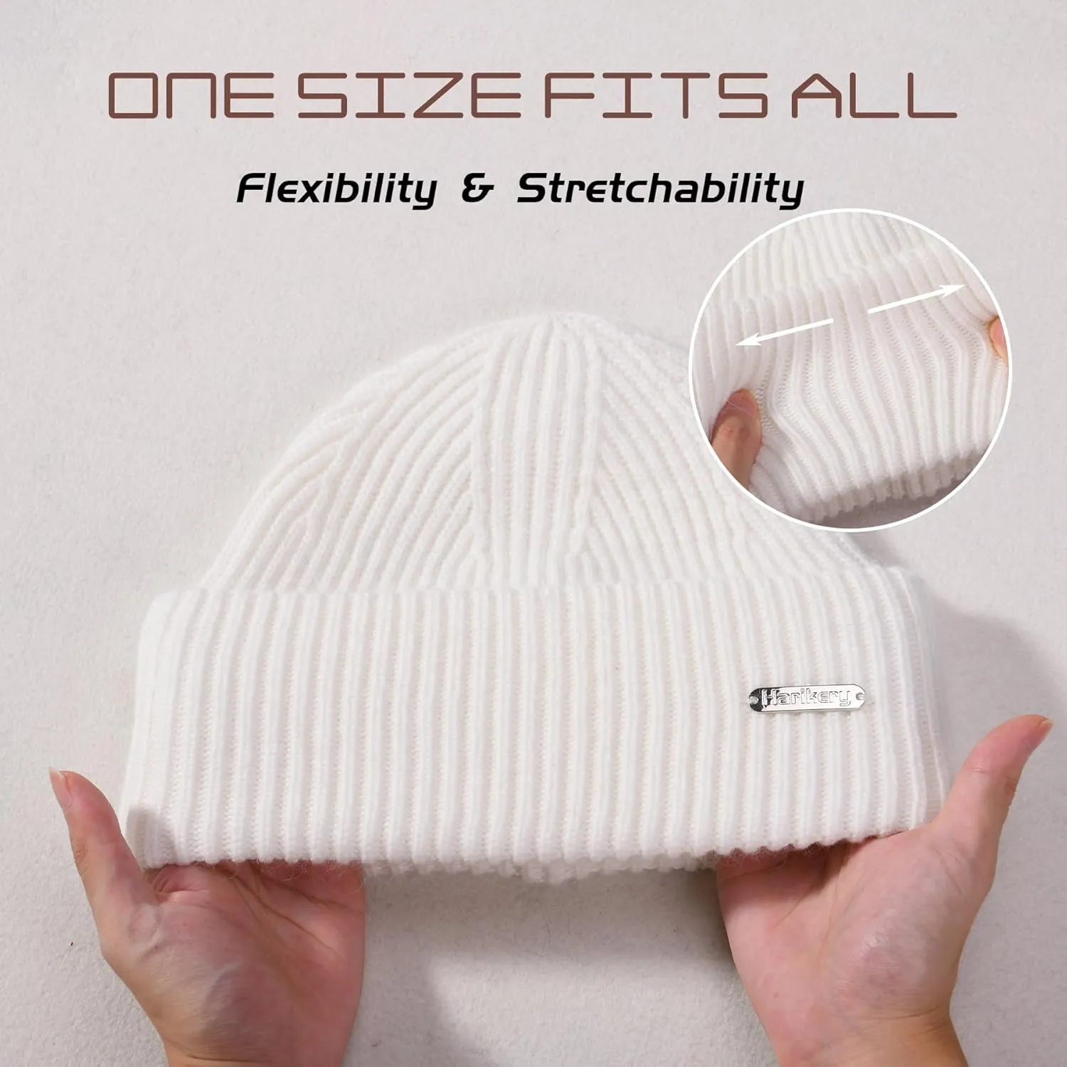 Wool Knit Beanie hat for Women Man Warm Soft Cashmere Beanie Unisex Cozy Skull Cap Winter Headwear