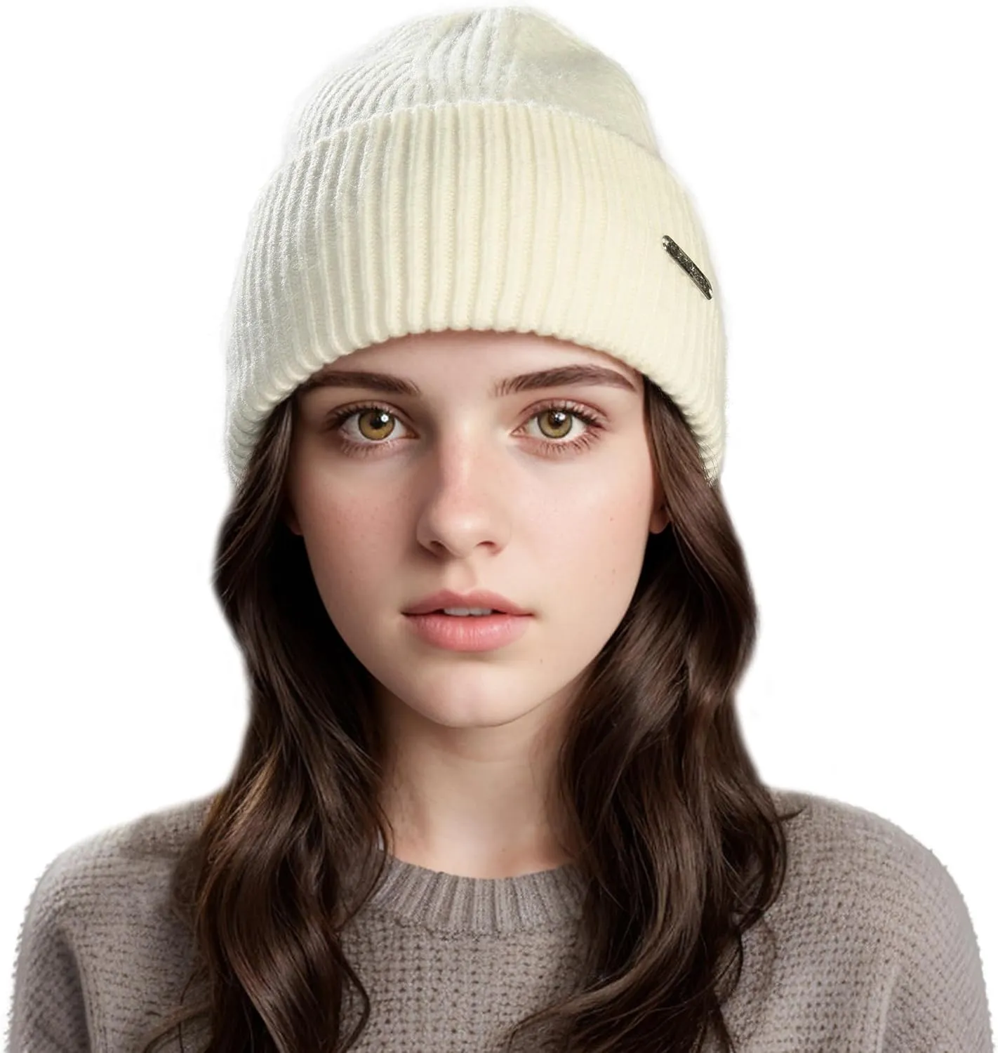 Wool Knit Beanie hat for Women Man Warm Soft Cashmere Beanie Unisex Cozy Skull Cap Winter Headwear