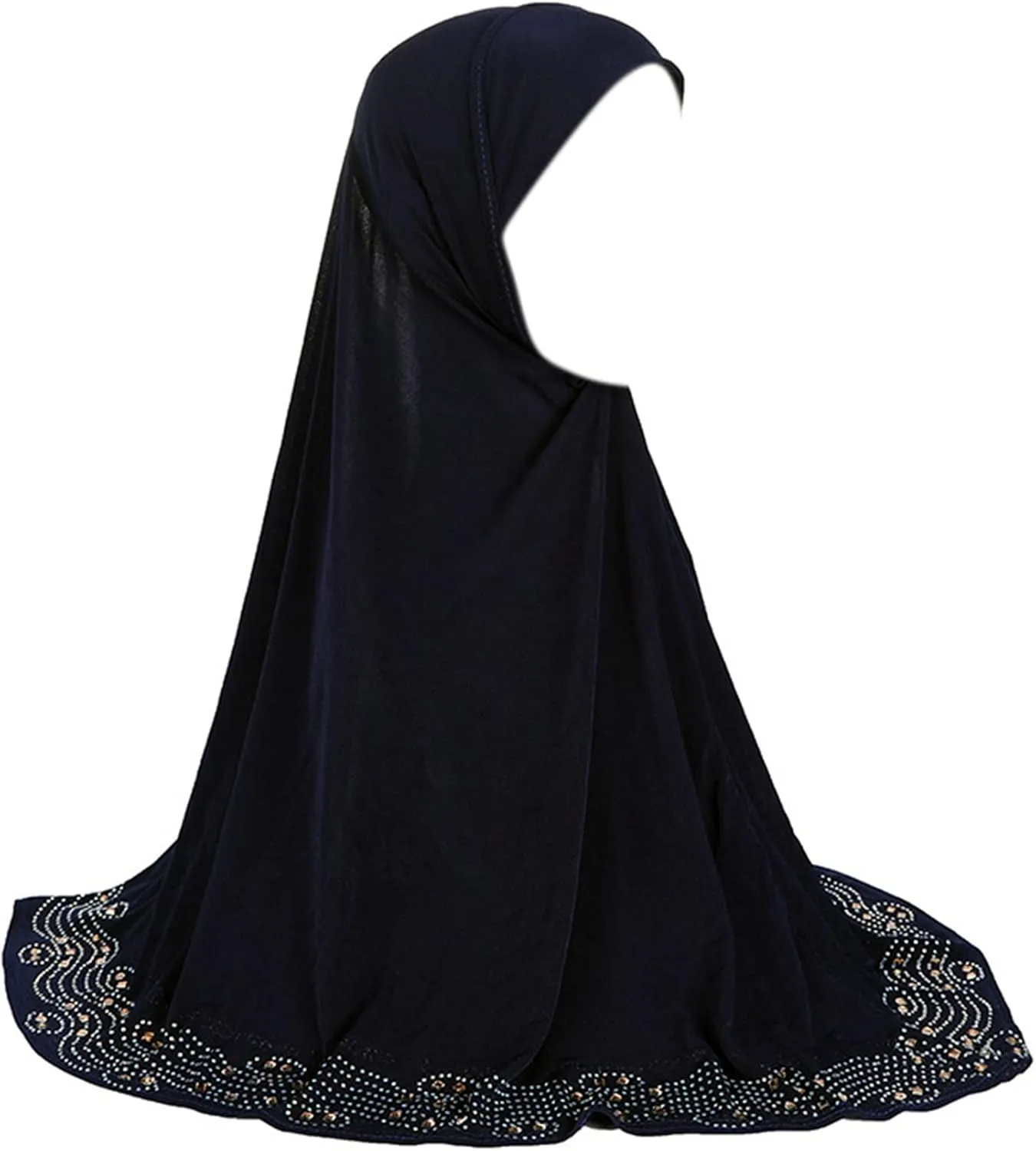 ZGMYC Women Shiny Rhinestones Muslim Hijab Elegant Long Turban Cap Head Wrap Scarf