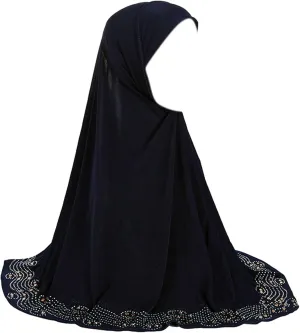 ZGMYC Women Shiny Rhinestones Muslim Hijab Elegant Long Turban Cap Head Wrap Scarf